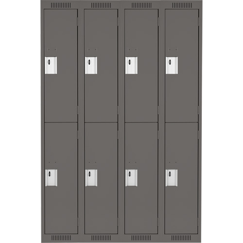 Clean Line Lockers, 2 -tier, Bank of 4, 48" x 18" x 72", Steel, Charcoal, Rivet (Assembled) NRZ Safety Inc.