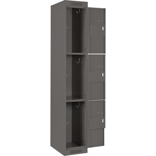 Clean Line Lockers, 3 -tier, Bank of 4, 48" x 18" x 72", Steel, Charcoal, Rivet (Assembled) NRZ Safety Inc.