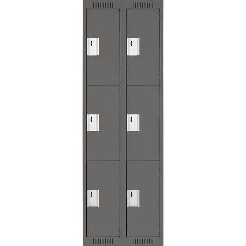 Clean Line Lockers, 3 -tier, Bank of 2, 24" x 18" x 72", Steel, Charcoal, Rivet (Assembled) NRZ Safety Inc.