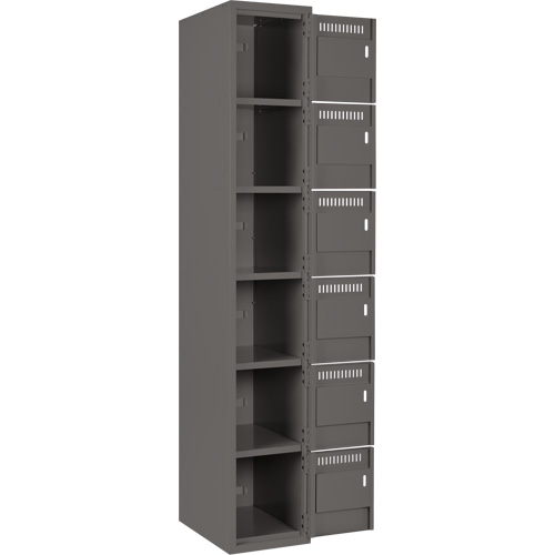 Clean Line Lockerette, 6 -tier, Bank of 4, 48" x 18" x 72", Steel, Charcoal, Rivet (Assembled) NRZ Safety Inc.