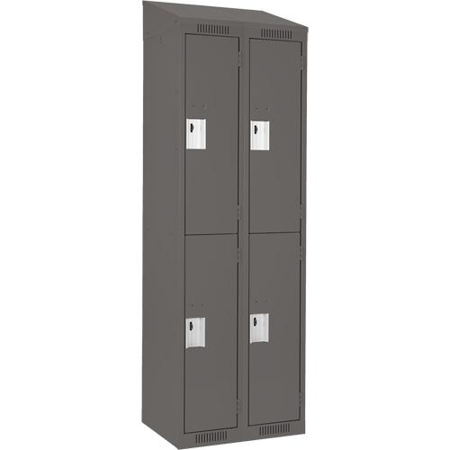 Clean Line Lockers, 2 -tier, Bank of 2, 24" x 18" x 78", Steel, Charcoal, Rivet (Assembled) NRZ Safety Inc.