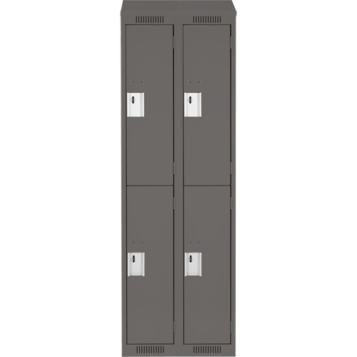 Clean Line Lockers, 2 -tier, Bank of 2, 24" x 18" x 78", Steel, Charcoal, Rivet (Assembled) NRZ Safety Inc.