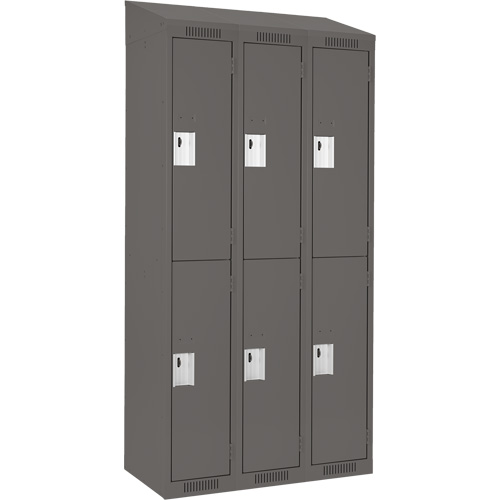 Clean Line Lockers, 2 -tier, Bank of 3, 36" x 18" x 78", Steel, Charcoal, Rivet (Assembled) NRZ Safety Inc.