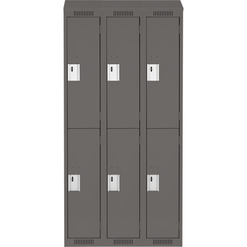 Clean Line Lockers, 2 -tier, Bank of 3, 36" x 18" x 78", Steel, Charcoal, Rivet (Assembled) NRZ Safety Inc.