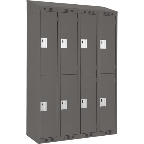 Clean Line Lockers, 2 -tier, Bank of 4, 48" x 18" x 78", Steel, Charcoal, Rivet (Assembled) NRZ Safety Inc.