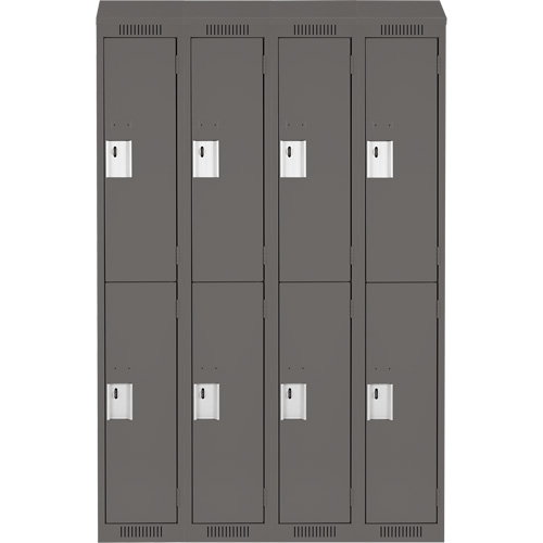 Clean Line Lockers, 2 -tier, Bank of 4, 48" x 18" x 78", Steel, Charcoal, Rivet (Assembled) NRZ Safety Inc.