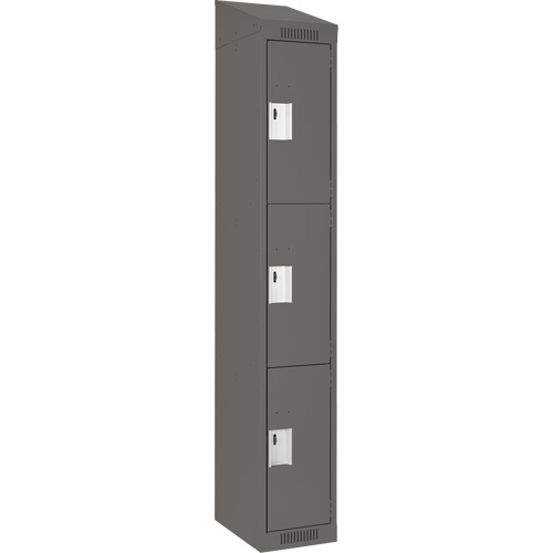 Clean Line Lockers, 3 -tier, 12" x 18" x 78", Steel, Charcoal, Rivet (Assembled) NRZ Safety Inc.