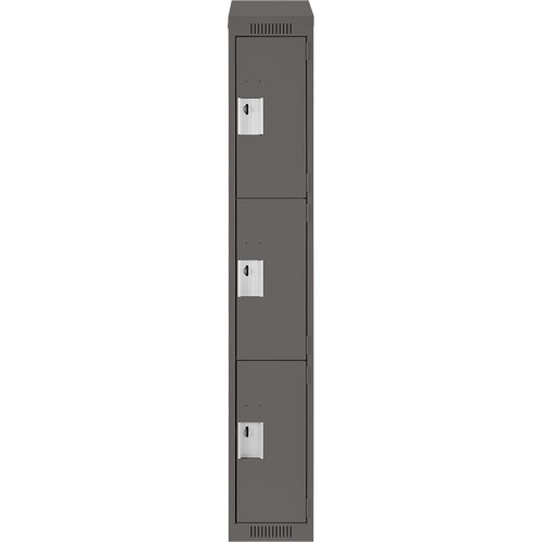 Clean Line Lockers, 3 -tier, 12" x 18" x 78", Steel, Charcoal, Rivet (Assembled) NRZ Safety Inc.