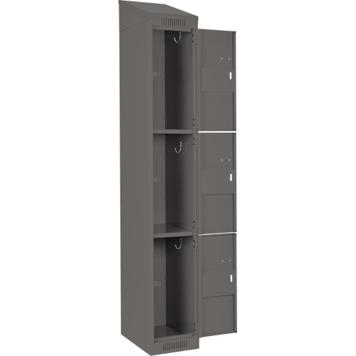 Clean Line Lockers, 3 -tier, Bank of 4, 48" x 18" x 78", Steel, Charcoal, Rivet (Assembled) NRZ Safety Inc.