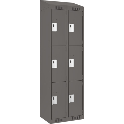 Clean Line Lockers, 3 -tier, Bank of 2, 24" x 18" x 78", Steel, Charcoal, Rivet (Assembled) NRZ Safety Inc.