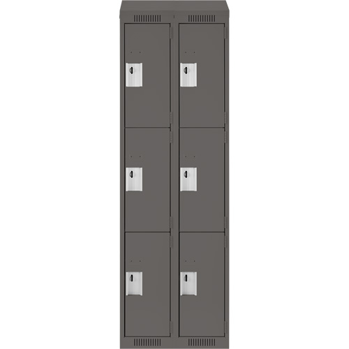 Clean Line Lockers, 3 -tier, Bank of 2, 24" x 18" x 78", Steel, Charcoal, Rivet (Assembled) NRZ Safety Inc.