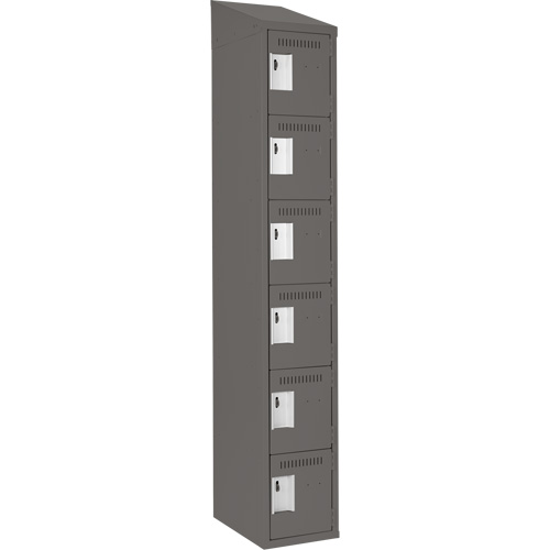 Clean Line Lockerette, 6 -tier, 12" x 18" x 78", Steel, Charcoal, Rivet (Assembled) NRZ Safety Inc.