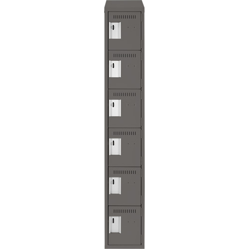 Clean Line Lockerette, 6 -tier, 12" x 18" x 78", Steel, Charcoal, Rivet (Assembled) NRZ Safety Inc.