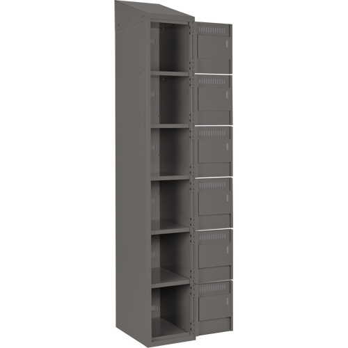 Clean Line Lockerette, 6 -tier, Bank of 3, 36" x 18" x 78", Steel, Charcoal, Rivet (Assembled) NRZ Safety Inc.