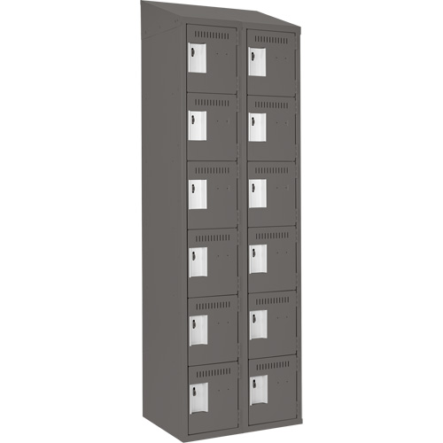 Clean Line Lockerette, 6 -tier, Bank of 2, 24" x 18" x 78", Steel, Charcoal, Rivet (Assembled) NRZ Safety Inc.