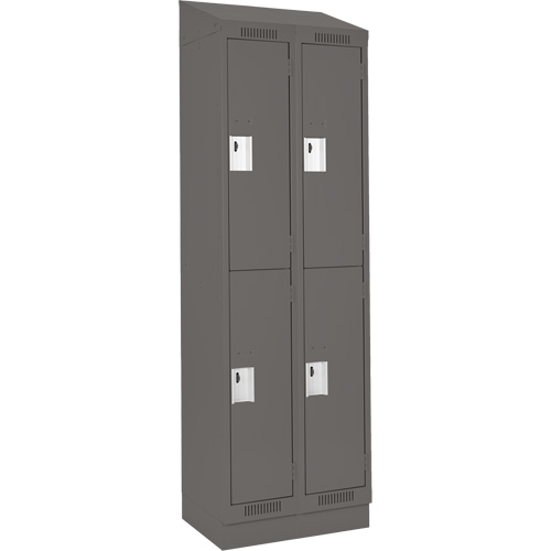 Clean Line Lockers, 2 -tier, Bank of 2, 24" x 18" x 82", Steel, Charcoal, Rivet (Assembled) NRZ Safety Inc.