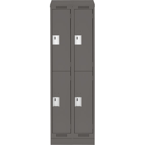 Clean Line Lockers, 2 -tier, Bank of 2, 24" x 18" x 82", Steel, Charcoal, Rivet (Assembled) NRZ Safety Inc.