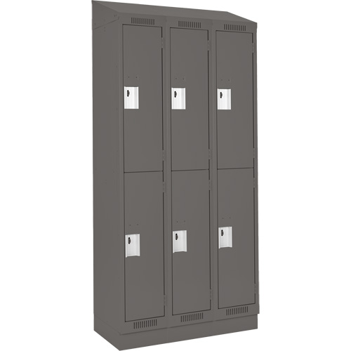 Clean Line Lockers, 2 -tier, Bank of 3, 36" x 18" x 82", Steel, Charcoal, Rivet (Assembled) NRZ Safety Inc.