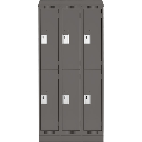 Clean Line Lockers, 2 -tier, Bank of 3, 36" x 18" x 82", Steel, Charcoal, Rivet (Assembled) NRZ Safety Inc.