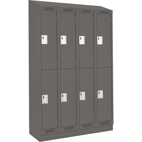 Clean Line Lockers, 2 -tier, Bank of 4, 48" x 18" x 82", Steel, Charcoal, Rivet (Assembled) NRZ Safety Inc.