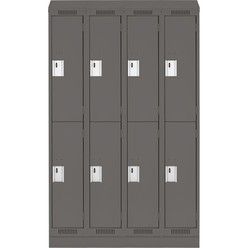 Clean Line Lockers, 2 -tier, Bank of 4, 48" x 18" x 82", Steel, Charcoal, Rivet (Assembled) NRZ Safety Inc.