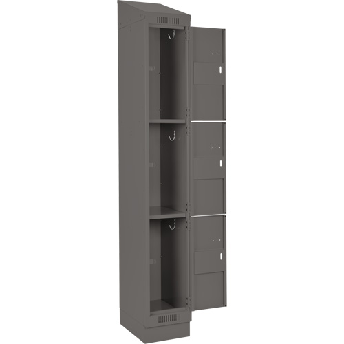 Clean Line Lockers, 3 -tier, Bank of 4, 48" x 18" x 82", Steel, Charcoal, Rivet (Assembled) NRZ Safety Inc.