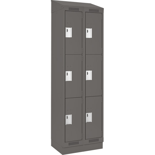 Clean Line Lockers, 3 -tier, Bank of 2, 24" x 18" x 82", Steel, Charcoal, Rivet (Assembled) NRZ Safety Inc.