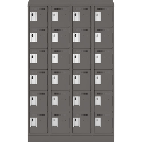 Clean Line Lockerette, 6 -tier, Bank of 4, 48" x 18" x 82", Steel, Charcoal, Rivet (Assembled) NRZ Safety Inc.