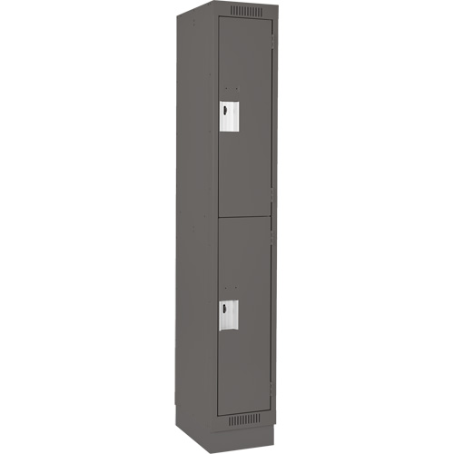 Clean Line Lockers, 2 -tier, 12" x 18" x 76", Steel, Charcoal, Rivet (Assembled) NRZ Safety Inc.