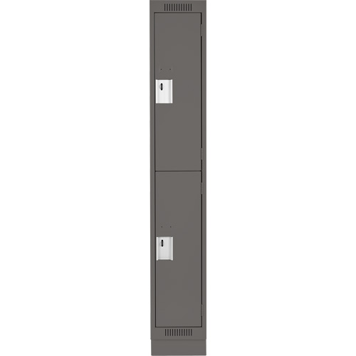 Clean Line Lockers, 2 -tier, 12" x 18" x 76", Steel, Charcoal, Rivet (Assembled) NRZ Safety Inc.