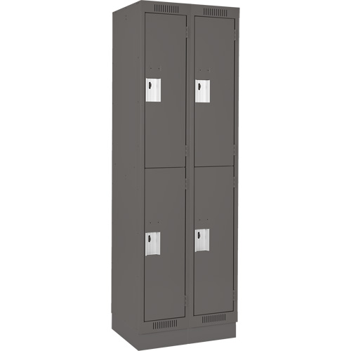 Clean Line Lockers, 2 -tier, Bank of 2, 24" x 18" x 76", Steel, Charcoal, Rivet (Assembled) NRZ Safety Inc.