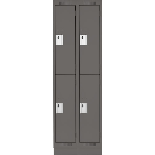 Clean Line Lockers, 2 -tier, Bank of 2, 24" x 18" x 76", Steel, Charcoal, Rivet (Assembled) NRZ Safety Inc.