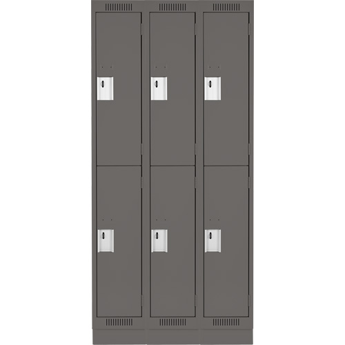 Clean Line Lockers, 2 -tier, Bank of 3, 36" x 18" x 76", Steel, Charcoal, Rivet (Assembled) NRZ Safety Inc.