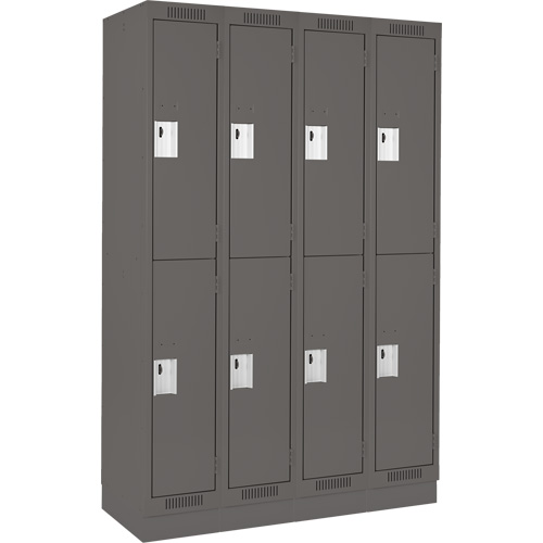 Clean Line Lockers, 2 -tier, Bank of 4, 48" x 18" x 76", Steel, Charcoal, Rivet (Assembled) NRZ Safety Inc.