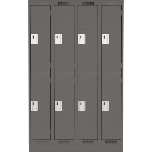 Clean Line Lockers, 2 -tier, Bank of 4, 48" x 18" x 76", Steel, Charcoal, Rivet (Assembled) NRZ Safety Inc.