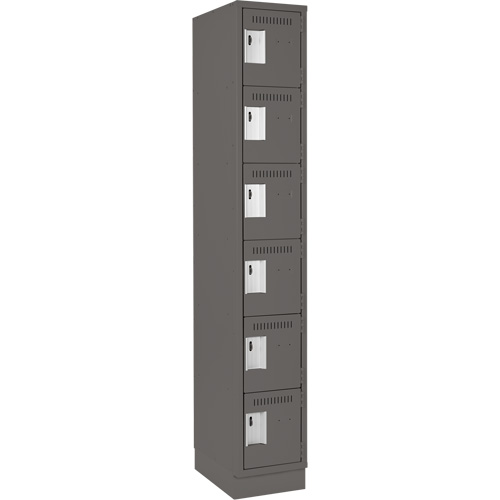 Clean Line Lockerette, 6 -tier, 12" x 18" x 76", Steel, Charcoal, Rivet (Assembled) NRZ Safety Inc.