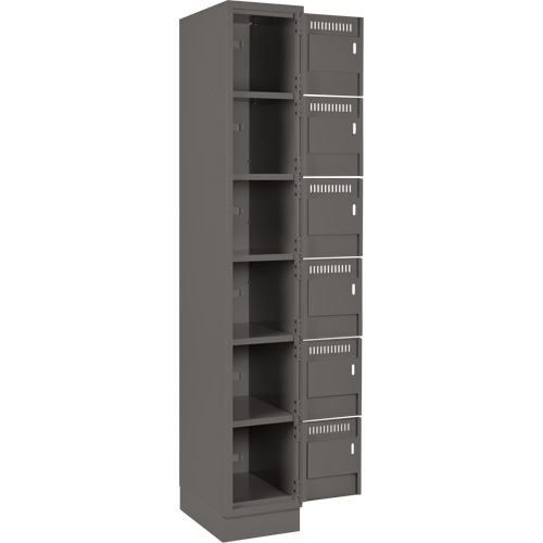 Clean Line Lockerette, 6 -tier, Bank of 4, 48" x 18" x 76", Steel, Charcoal, Rivet (Assembled) NRZ Safety Inc.