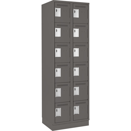 Clean Line Lockerette, 6 -tier, Bank of 2, 24" x 18" x 76", Steel, Charcoal, Rivet (Assembled) NRZ Safety Inc.