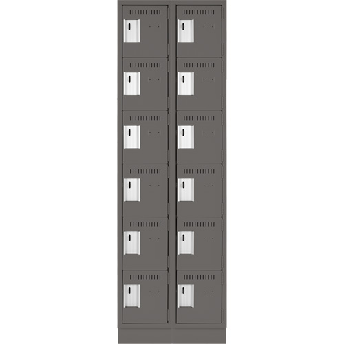 Clean Line Lockerette, 6 -tier, Bank of 2, 24" x 18" x 76", Steel, Charcoal, Rivet (Assembled) NRZ Safety Inc.