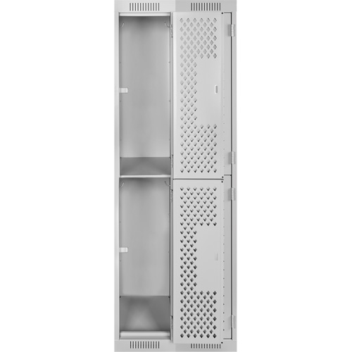 Clean Line Lockers, 2 -tier, Bank of 2, 24" x 15" x 72", Steel, Grey, Rivet (Assembled), Perforated NRZ Safety Inc.