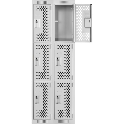 Casiers Clean Line, 3 niveaux, Bloc de 2, 24" x 12" x 72", Acier, Gris, Rivet (assembl&eacute;), Perfor&eacute; NRZ Safety Inc.