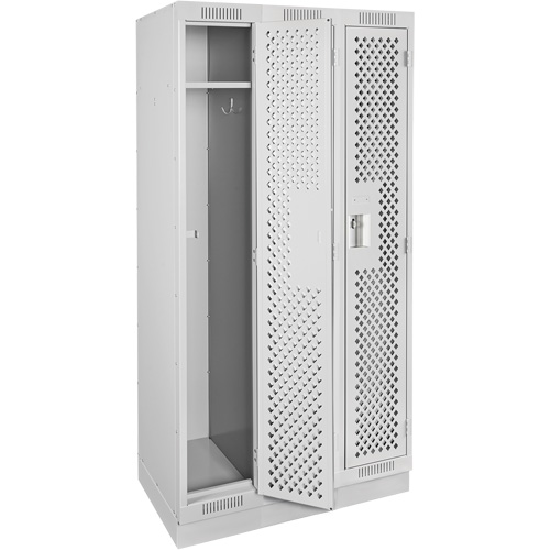 Clean Line Lockers, Bank of 3, 36" x 12" x 76", Steel, Grey, Rivet (Assembled), Perforated NRZ Safety Inc.