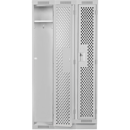 Clean Line Lockers, Bank of 3, 36" x 12" x 76", Steel, Grey, Rivet (Assembled), Perforated NRZ Safety Inc.