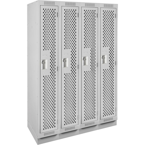 Clean Line Lockers, Bank of 4, 48" x 12" x 76", Steel, Grey, Rivet (Assembled), Perforated NRZ Safety Inc.
