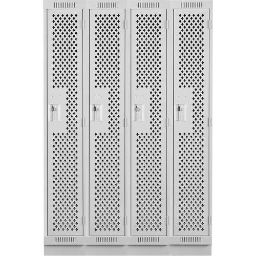 Clean Line Lockers, Bank of 4, 48" x 12" x 76", Steel, Grey, Rivet (Assembled), Perforated NRZ Safety Inc.