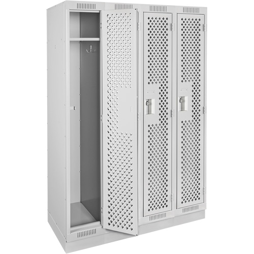 Clean Line Lockers, Bank of 4, 48" x 12" x 76", Steel, Grey, Rivet (Assembled), Perforated NRZ Safety Inc.