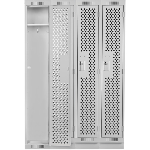 Clean Line Lockers, Bank of 4, 48" x 12" x 76", Steel, Grey, Rivet (Assembled), Perforated NRZ Safety Inc.