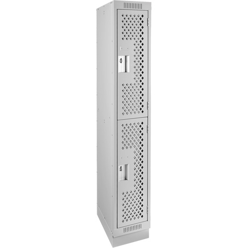 Clean Line Lockers, 2 -tier, 12" x 15" x 76", Steel, Grey, Rivet (Assembled), Perforated NRZ Safety Inc.
