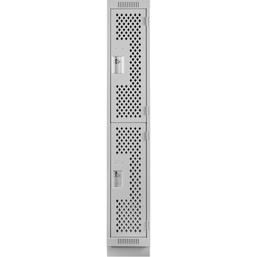 Clean Line Lockers, 2 -tier, 12" x 15" x 76", Steel, Grey, Rivet (Assembled), Perforated NRZ Safety Inc.