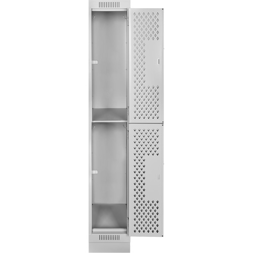 Clean Line Lockers, 2 -tier, 12" x 15" x 76", Steel, Grey, Rivet (Assembled), Perforated NRZ Safety Inc.